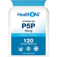 P5P 50mg Activated Vitamin B6 with Magnesium Citrate for Tiredness & Fatigue - 120 Capsules 4 Month Supply - Pyridoxal 5'-Phosphate - Vegan VitB6 Supplement - Made in UK by Health4All