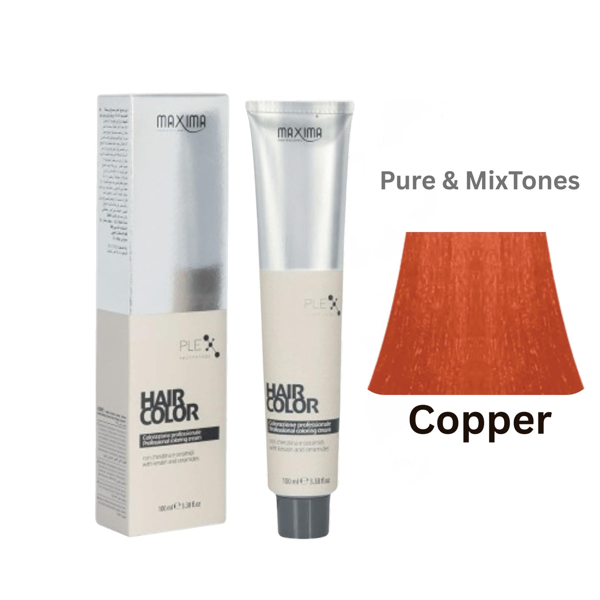 Maxima Professional Hair Color Cream 100ml – Intense Long-Lasting Color, 100% Grey Coverage, Enriched Formula – Salon Results at Home (Copper-(Pure & MixTones))