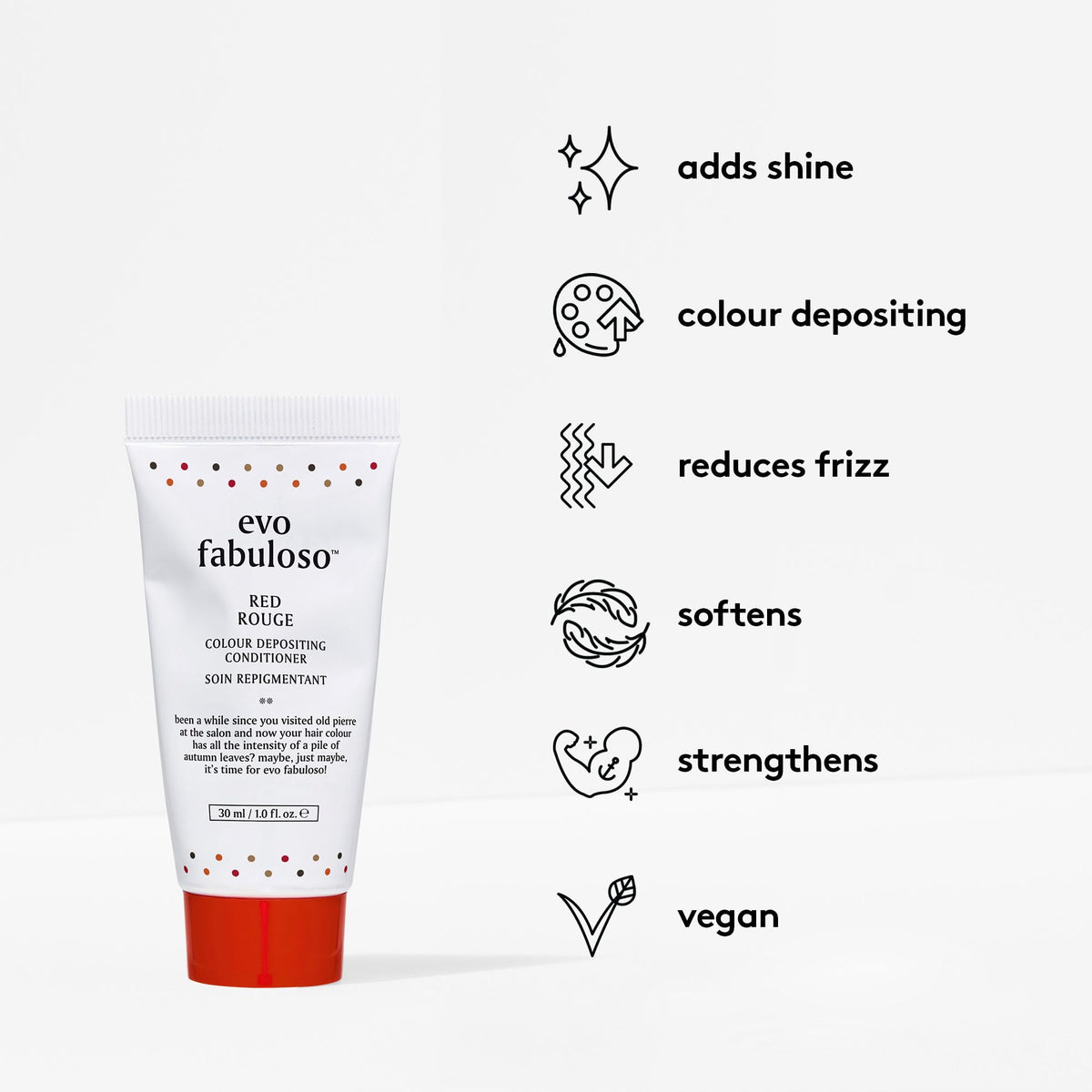 EVO Evo Fabuloso Red Colour Depositing Conditioner - Travel Size Instant Colour Depositing, Nourishing Conditioner To Add Shine in 3 Minutes - 30ml