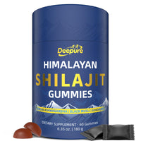 Deepure Pure Himalayan Shilajit Gold Gummies - Vegan Formula with Fulvic Acid and 85+ Trace Minerals for Vitality and Energy Support (60 Individually Wrapped Gummies)