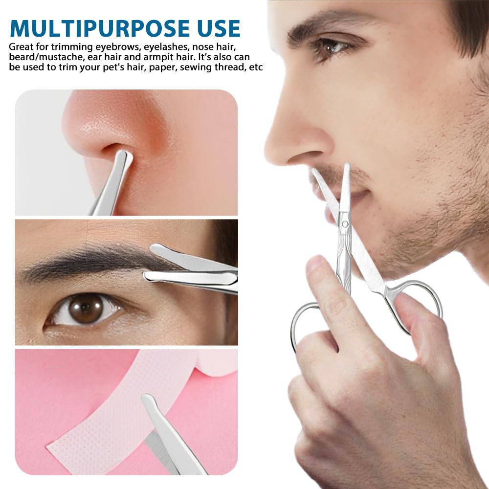 MIETONG Stainless Steel Nose Hair Scissors for Men Women - Curved Safety Blades with Rounded Tip for Trimming Facial Hair Eyebrow Ear Hair