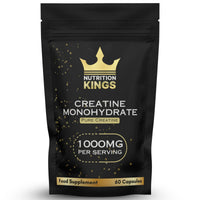 Nutrition Kings Creatine Monohydrate 1000mg – 60 Vegan Capsules – Muscle Growth, Strength, Endurance, Workout Recovery – Vegan Supplement