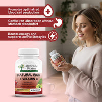 Authentic Biotics Iron & Vitamin C Supplement | 60 Vegan Capsules | Plant-Based Iron from Curry Leaves & Vitamin C from Amla | Supports Energy, Immunity & Reduces Tiredness | 2 Month Supply