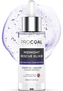 PROCOAL Face Oil, Midnight Rescue Elixir Face Oil Serum 30ml by Procoal - Anti Ageing Face Serum For Soft, Supple, and Glowing Skin, Rosehip Face Oil, Evening Primrose & Squalane, Made in UK