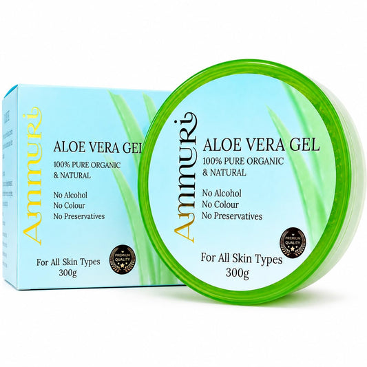 Ammuri Organic Aloe Vera Gel 300ml – 100% Pure Natural Cooling Moisturiser for Face, Hair & Body | Hydrating After Sun Lotion for Dry Skin | Non-Sticky Soothing Gel, Vegan & Cruelty-Free