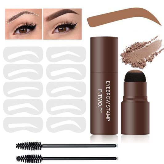 EONFAVE Eyebrow Stencil Kit - Eyebrow Stamp Stencil Kit - Waterproof Brow Stamp Shaping Kit, 3 in 1 Hairline Shadow Powder, Eyebrow Makeup Tools with 10 Reusable Eyebrow Stencils
