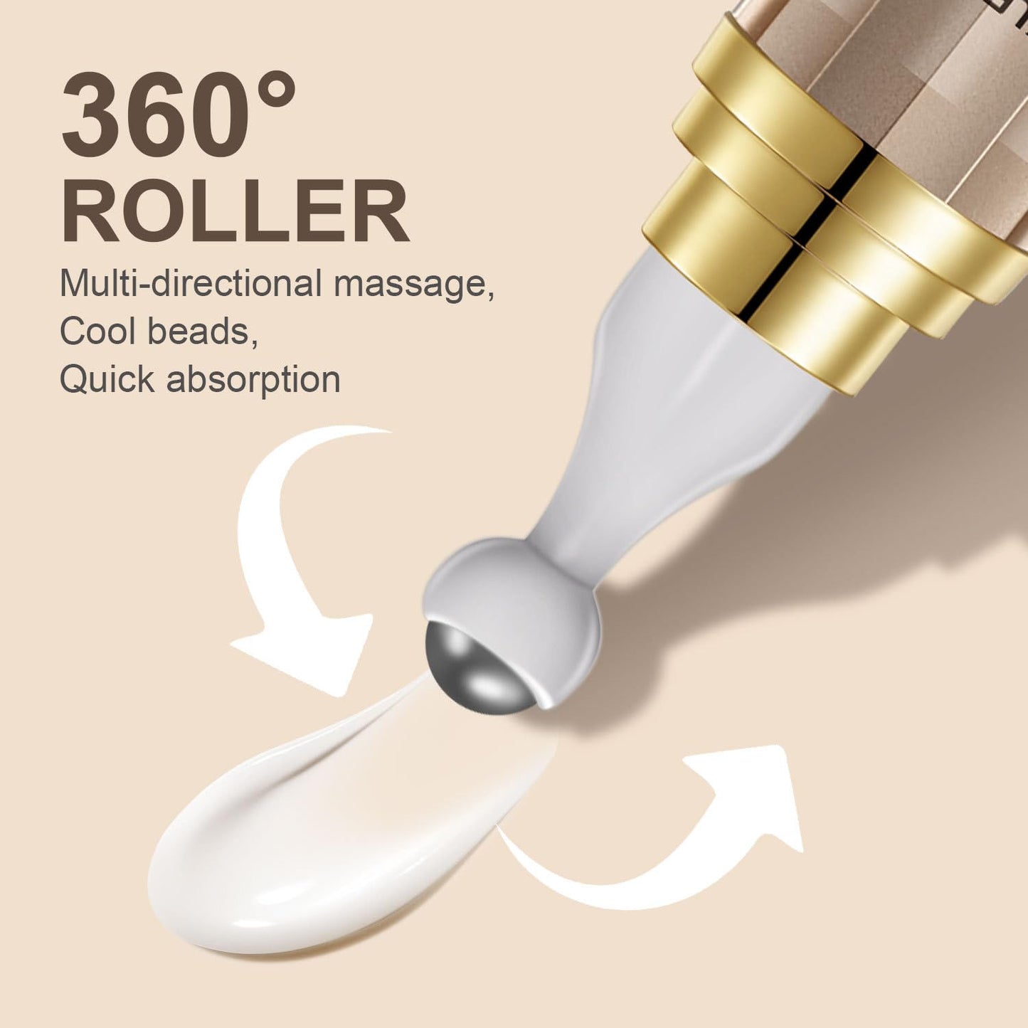 HOPHAT 5% Caffeine Eye Serum - Eye Cream with 360° Roller for Dark Circles and Puffiness, Reduce Eye Bags, Wrinkles and Fine Lines, Hydrate Eye Area 20ML