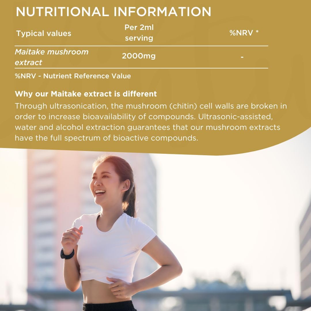 Kiihtu Maitake Liquid Extract Tincture - 50ml | High Strength 2000mg per Serving, Premium Mushroom Tincture Drops | Highest Bioavailability & Absorbency | UK