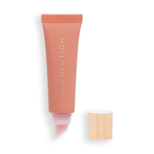 Revolution Beauty London Makeup Revolution, Juicy Peptide Lip Balm, Hydrating Lip Balm with Sheer Colour, Infused with Vitamin E & Peptides, Nude Peach, 8ml