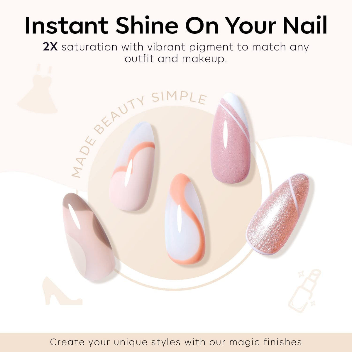 modelones Modelones Gel Nail Polish Set, 6 Colors Pink Nude Gel Polish Milky White Gel Nail Polish Set Soak Off Glitter Nail Gel Nail Art DIY Manicure Salon and Home for Women