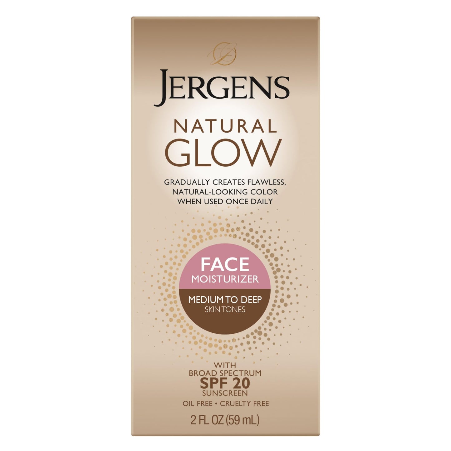 Jergens Natural Glow Healthy Complexion Daily Facial Moisturizer for Medium to Tan SPF, 2 Ounce