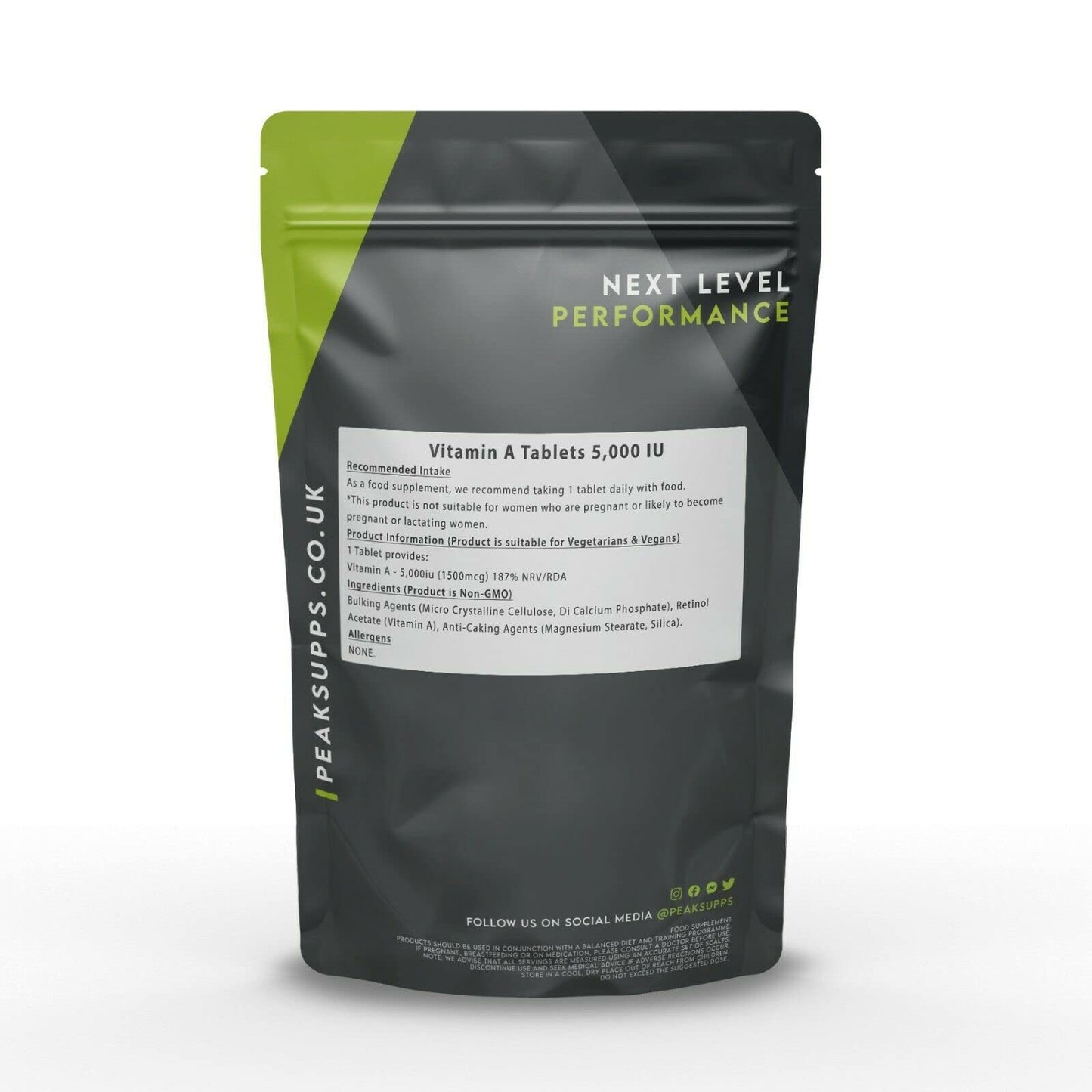 Peak Supps Vitamin A Tablets 5000 IU (1500mcg) - 360 Tablets