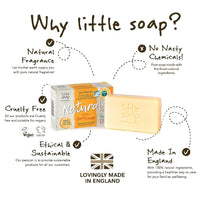 Little Soap Company Natural Range - Sweet Orange Bar Soap, 100g | Vegan, Cruelty Free, Eco Friendly Hand, Face & Body Soap Bar | Antibacterial Natural Soap with Essential Oils, No SLS or Parabens