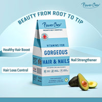 Power Chew Vitamins for Gorgeous Hair and Nails | Gummies for Women & Men | 60 Gummies 1 Month Supply | Healthy Nutrition Suitable for Vegetarians and Vegans | Super Tasty Food Supplement for Adults