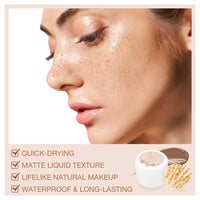LOPHE Liquid Freckle Pen, Waterproof Freckle Stamp for Natural Sun-Kissed Makeup Natural Lifelike Freckle Makeup Pen Upgrade Fake Freckles Air Cushion Stamp for All Skin Tones（Light brown）