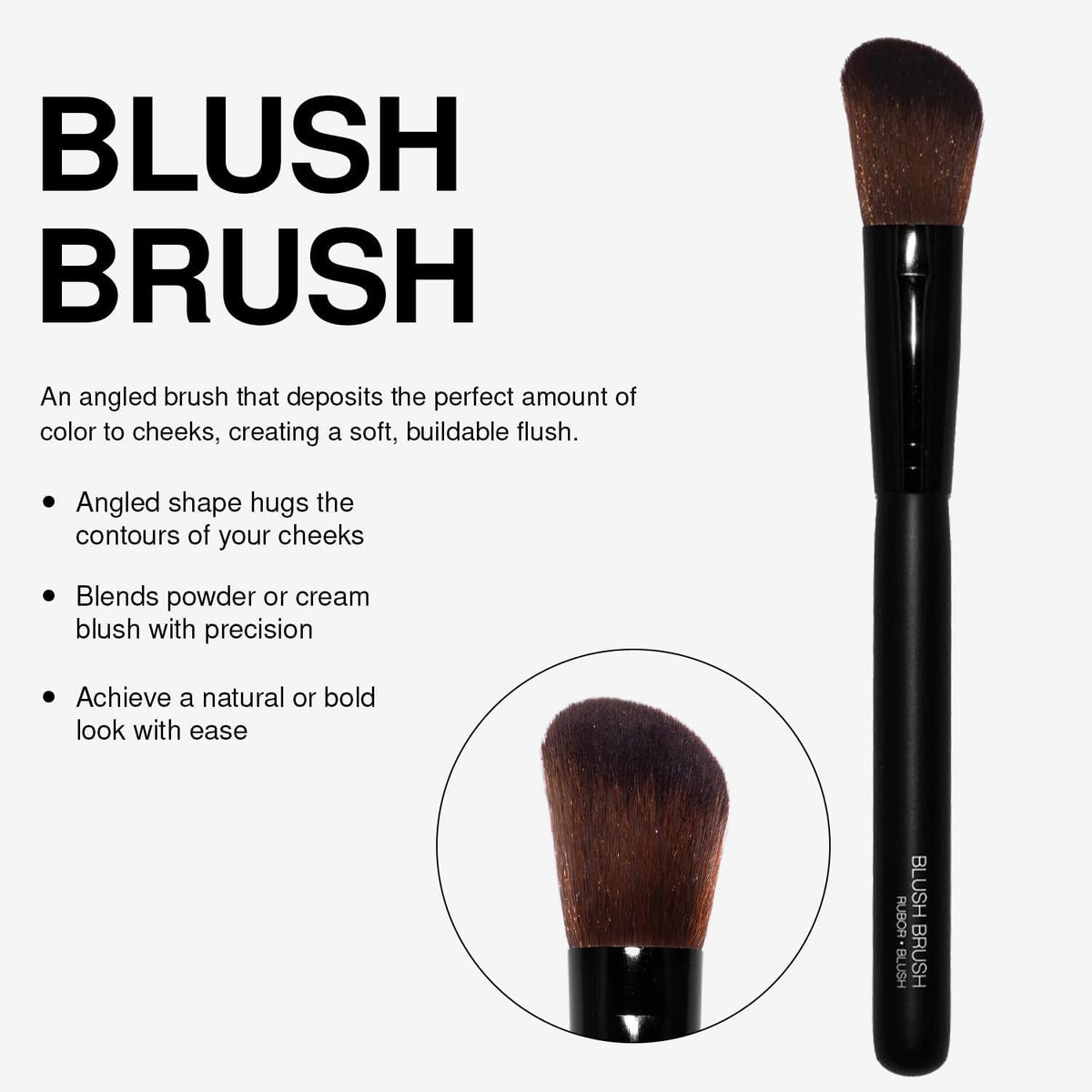 Palladio Blush Brush, Medium Sized Makeup Angled Brush, Soft Natural Bristles, Comfortable Grip, Flawlessly Contours & Defines, For Powder, Blush & Bronzer, Premium Quality & Professional Grade