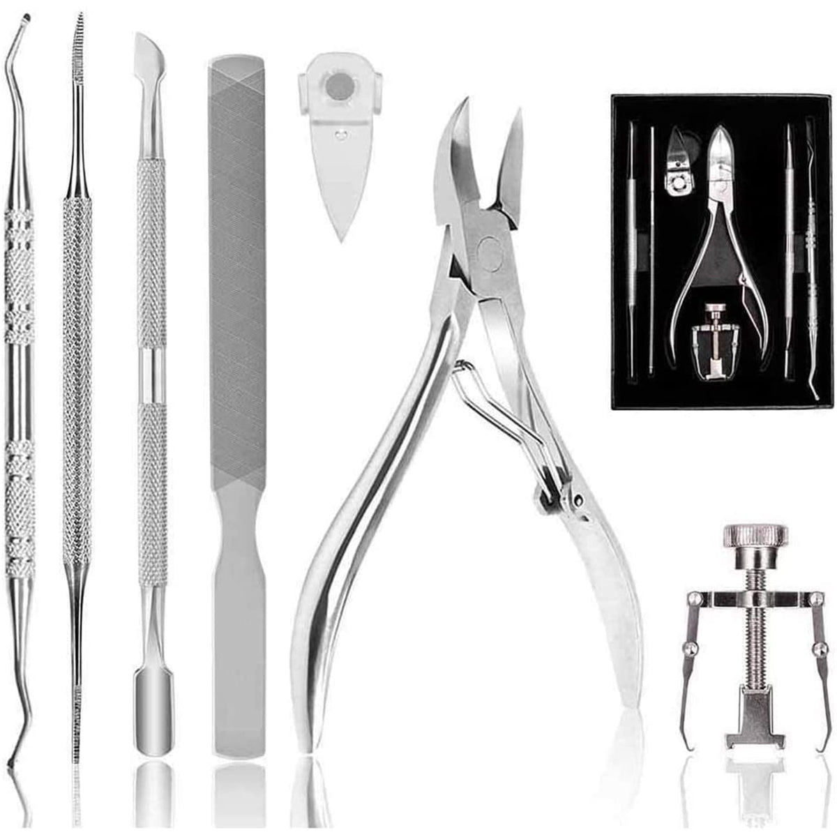 oosofitt Toenail Clippers Set 7Pcs, Staineless Steel Ingrown Toenail Tool Kit, Professional Toe Nail Nippers Set for Ingrown & Thick Nail, Surgery Grade Manicure Pedicure Tool By OosoFitt