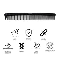 Measure & Style Innovative Black Hair Comb with Built-in Scale Professional Carbon Fiber High Heat Resistant (230°C) Strong Durable and Fine-Toothed By Majestik+