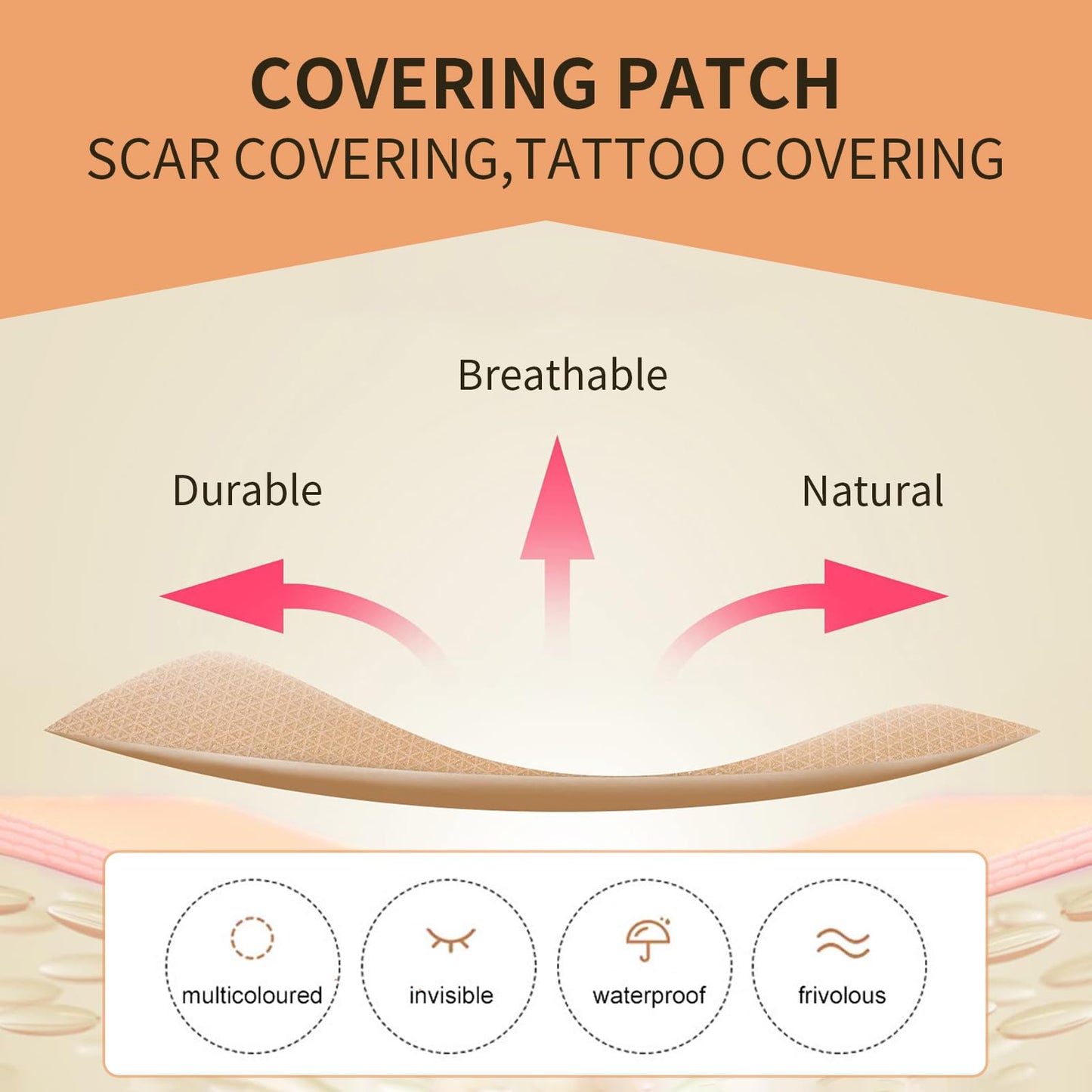 Pothenika Tattoo Cover Up Patch, 15 PCS Scar Cover Up Sticker, Waterproof Tattoo Cover Up Tape Invisible Concealer Sticker, Natural Skin Scar Cover Breathable Body Sticker, Scar Patches