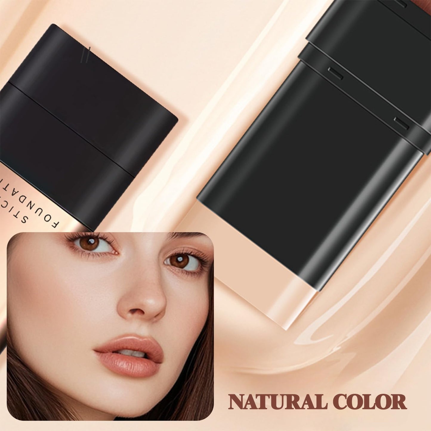 INBOLM Foundation Stick Full Coverage Foundation Stick Built-In Brush Exquisite Double-Head Design Instantly Balance & Even Complexion Natural Color for Medium Skin Tones