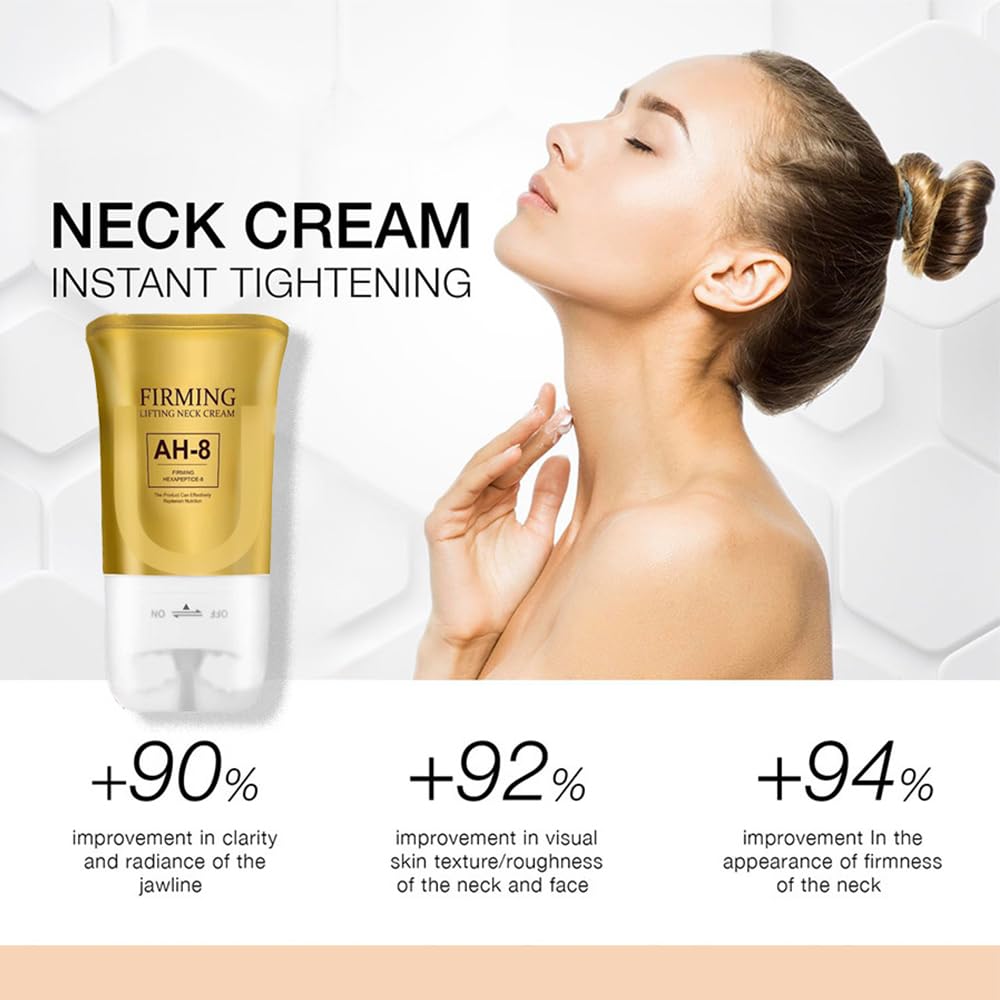KlsyChry AH-8 Firming Neck Cream, Neck Firming Cream with Roller, Reduce Wrinkles Fine Lines And Double Chin, Firm and Lift Sagging Skin, 120g