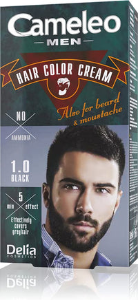Cameleo Men - Permanent Hair Dye | Black Colour for Hair Beard & Moustache | Natural Colour Effect in 5 Minutes | Cover Grey Hair | Ammonia FREE | 30ml