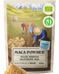 NaturaleBio Organic Maca Powder 200g. Peruvian, Natural and Pure, from Organic Maca Root. Vegetarian and Vegan Friendly - Gelatinised (Pack of 1)