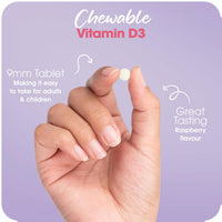 Vitamin D Chewable Supplements for Children 360 Raspberry Flavour Tablets by Sunshine Nutrition (Kids Chewable D3)