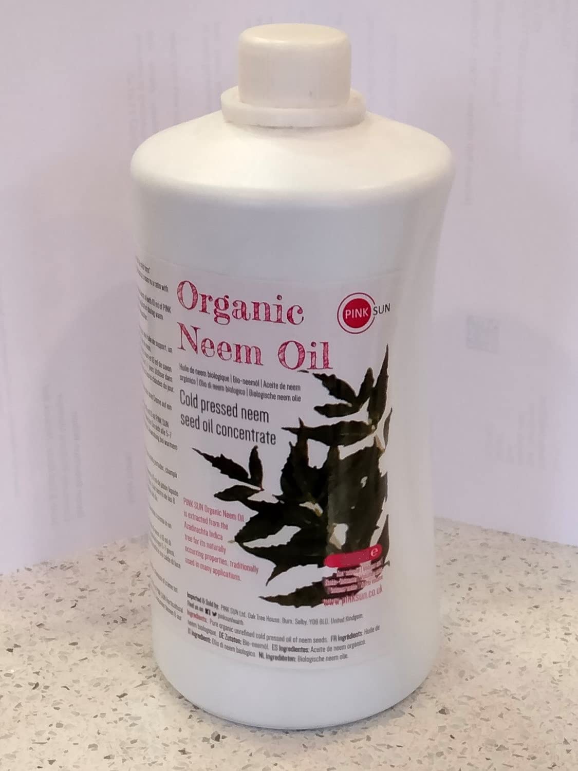 Pure Organic Neem Oil 250ml (or Select 1 Litre) Cold Pressed Unrefined Virgin Concentrate - Natural for Plants and Pets Horses Dogs Skin and Hair Care PINK SUN