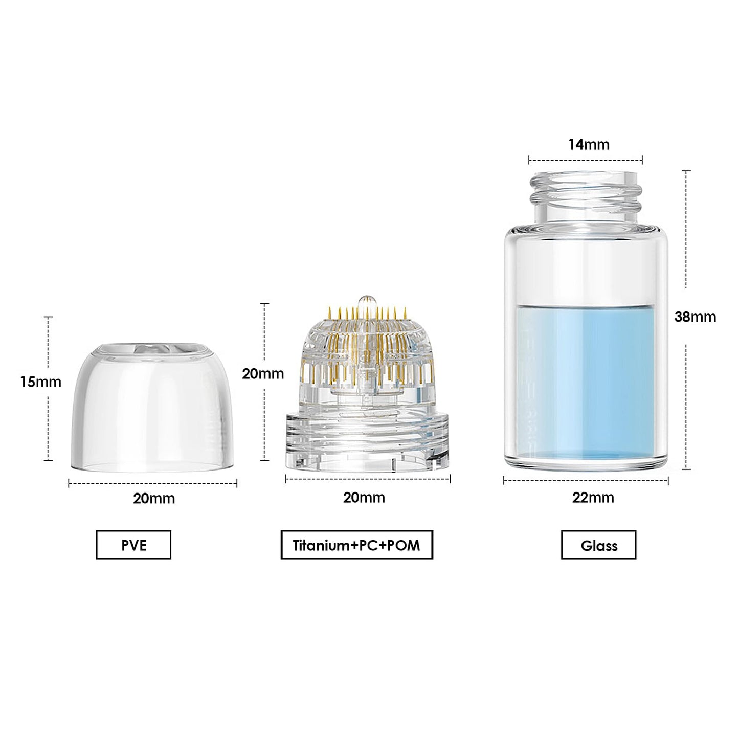 Lazzybeauty Hydra Needle 20 Derma Stamp Microneedling Pin Length 0.6 mm, Serum Applicator Bottle Reusable for Anti-aging Skin Care Hair Beard Growth Stimulation