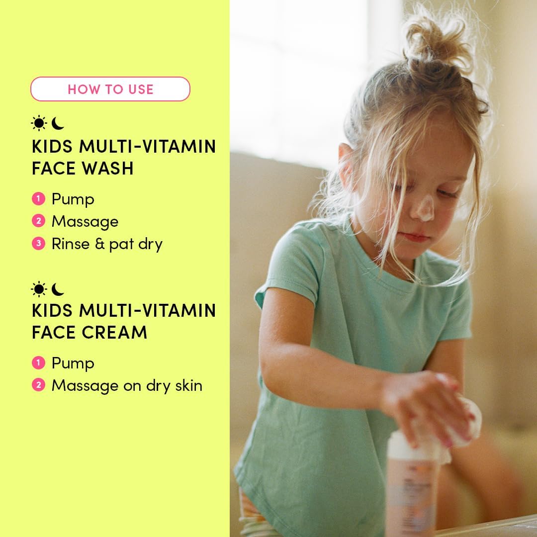 Evereden Kids Face Duo & Spa Headband Set – Multi-Vitamin Face Wash & Cream + Soft Terry Headband – Nourishing Skin Care & Fun Hair Management for Kids 3+ – Gentle & Perfect for Skincare Routine