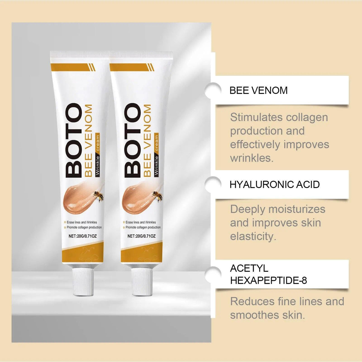 OunTechGlory Bee Venom Cream 2PCS Set - Anti Wrinkle & Anti Aging Face Cream for Firming Skin - Hydrating & Moisturizing Boto Face Cream for Women - Face Moisturizer for Dry Skin - Soothing Formula