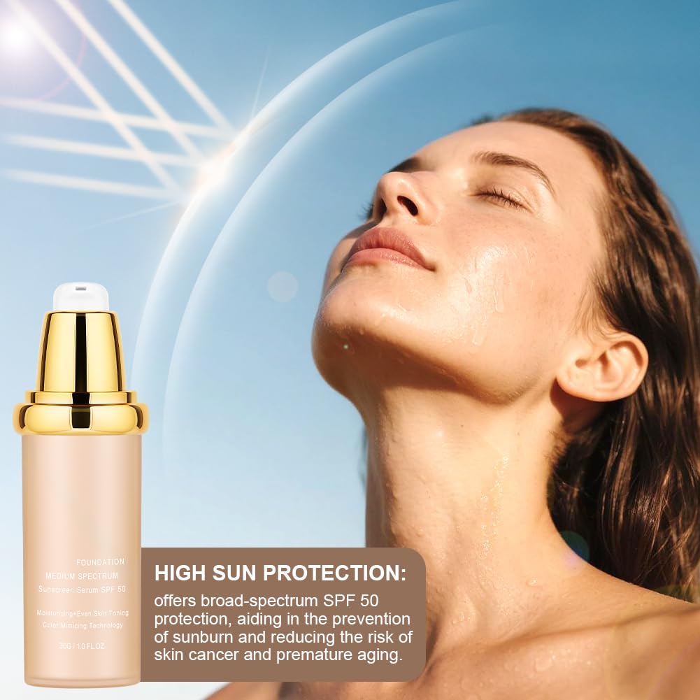 AUYAO 4-in-1 Colour Changing Foundation SPF50, Medium Spectrum, Full Coverage, Moisturizer, Light Color