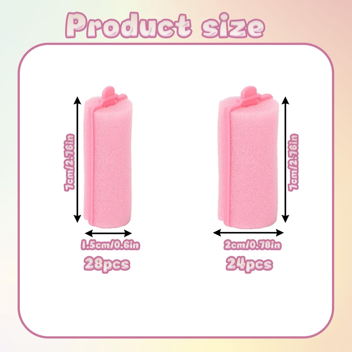 PonFxp Sponge Rollers for Hair, 52 Pcs Foam Hair Rollers Set, Foam Roller for Women Girls Kids, Hair Curlers Rollers with 28 Pcs 1.5 cm & 24 Pcs 2 cm, Curling Tool for Overnight Styling