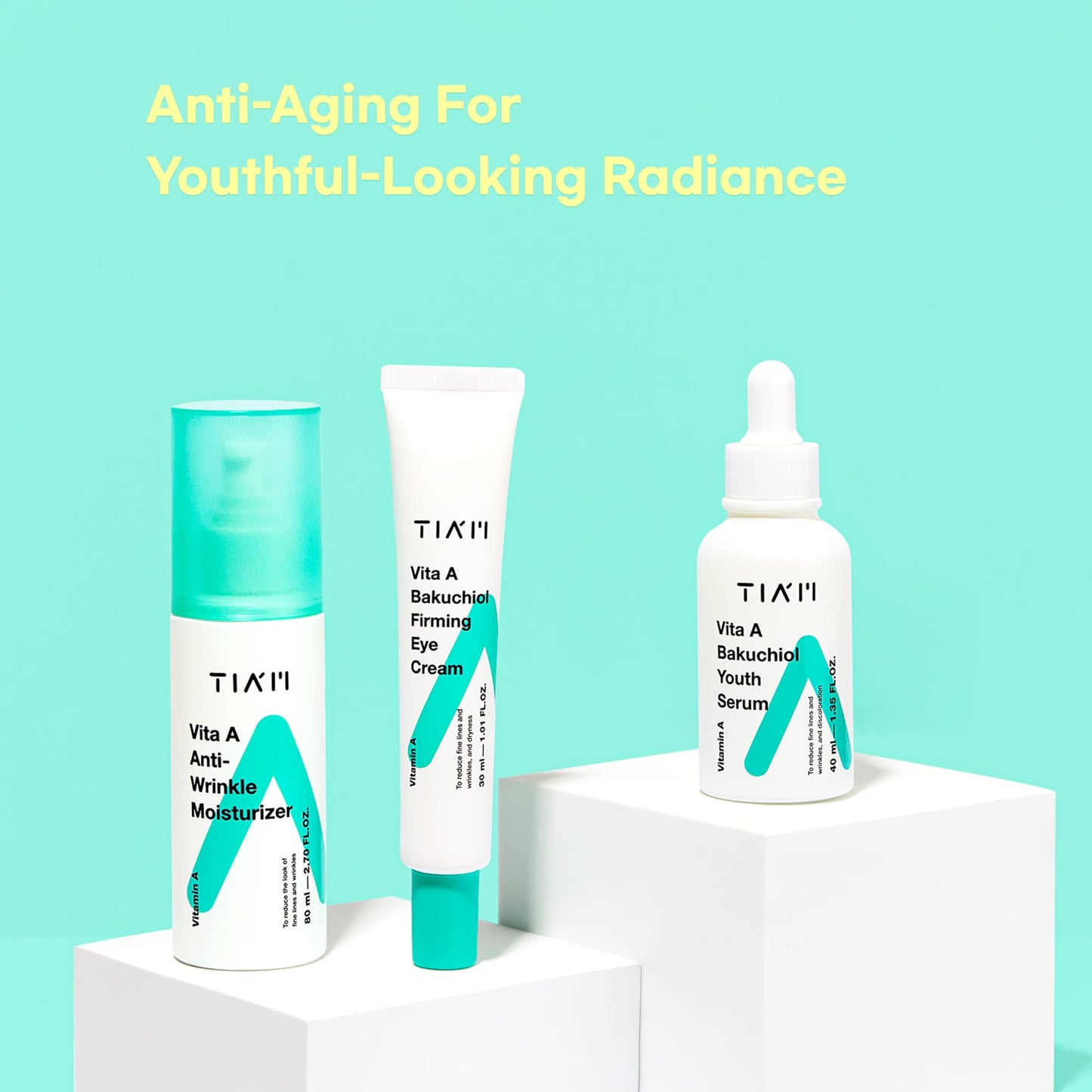 TIAM Vita A Bakuchiol Youth Serum – Intense Firming Face Serum | Face Brightening Vitamin A Serum for Face | Fish Collagen- Infused Skin Brightening K beauty Skincare Serum (1.35 fl. oz.)
