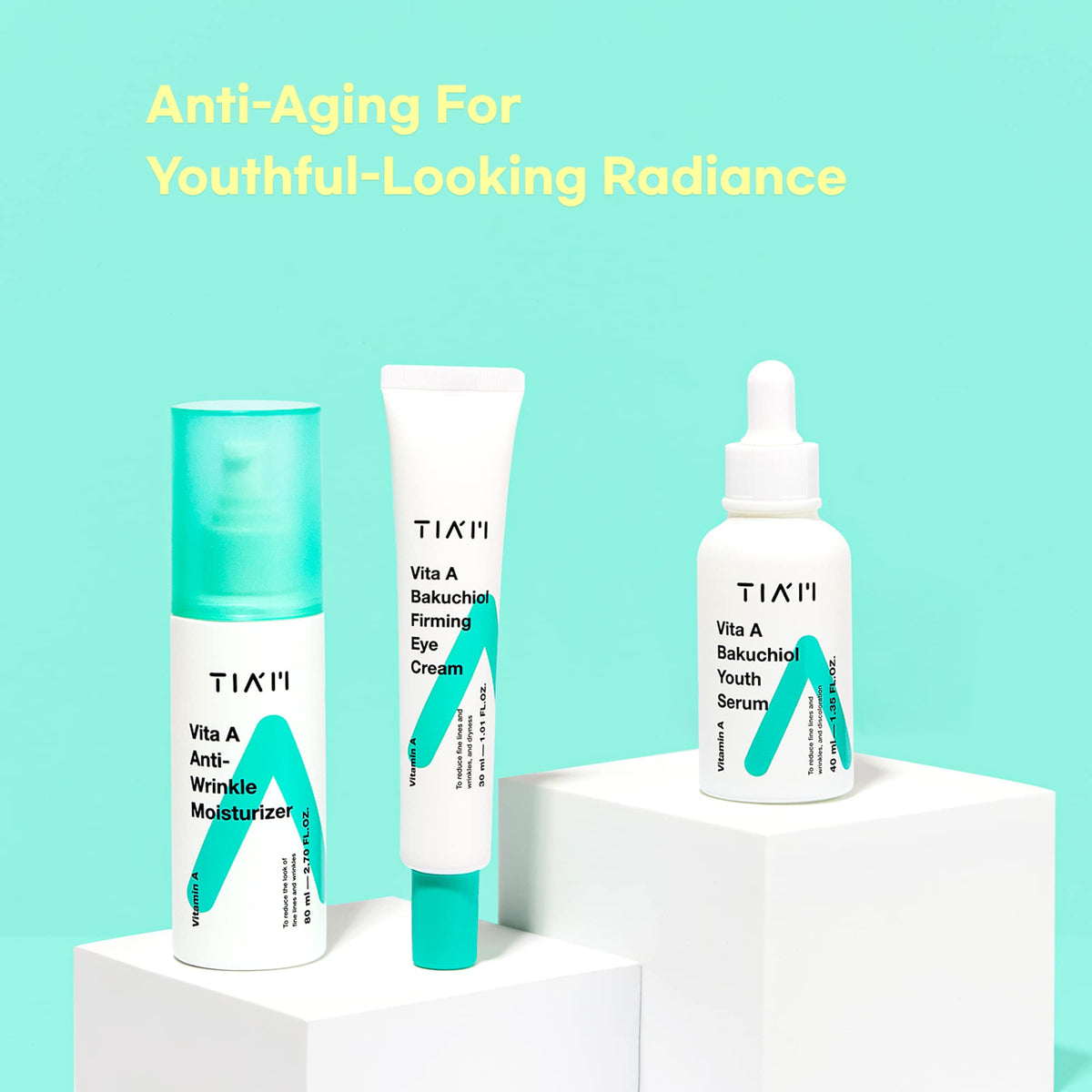 TIA'M TIAM Vita A Bakuchiol Youth Serum – Intense Firming Face Serum | Face Brightening Vitamin A Serum for Face | Fish Collagen- Infused Skin Brightening K beauty Skincare Serum (1.35 fl. oz.)