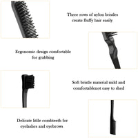 Luoqun88 3 Pcs Slick Back Hair Brush Set - Double Sided Edges Brush, Rat Tail Comb & Bristle Hair Brush for Women, Hairdressers, Salon Styling (Black)
