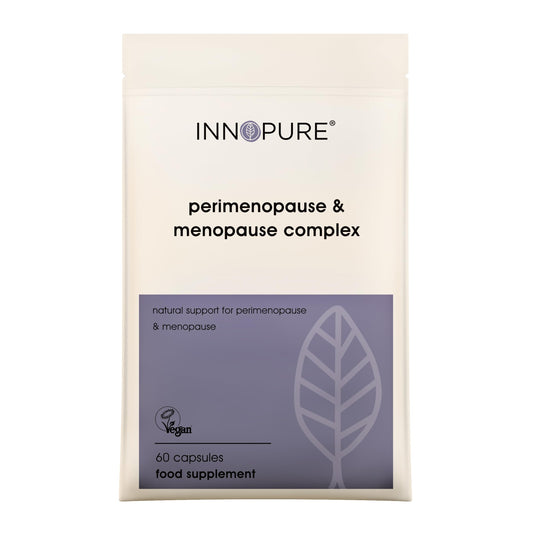 INNOPURE Perimenopause & Menopause Supplements (2 Month Supply) All-in-One Complex with Natural Plant Estrogens - Easy to Swallow Capsules, UK Made (Packaging May Vary)