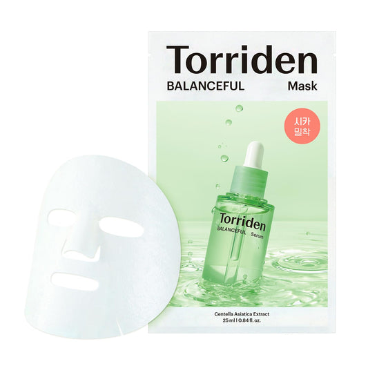 Torriden BALANCEFUL Cica Facial Sheet Masks (10 Sheets) - Gotu Kola Infused Facial Mask for Soothing Calming Balancing and Nourishing with Centella Asiatica Hyaluronic Acid and Panthenol