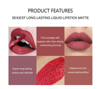 HQDA 6 Pcs Matte Liquid Lipstick Set Nude Lip Gloss Non-Stick Cup Not Fade Waterproof Long Lasting Lip Sticks Gift For Make Up Women (Set B)