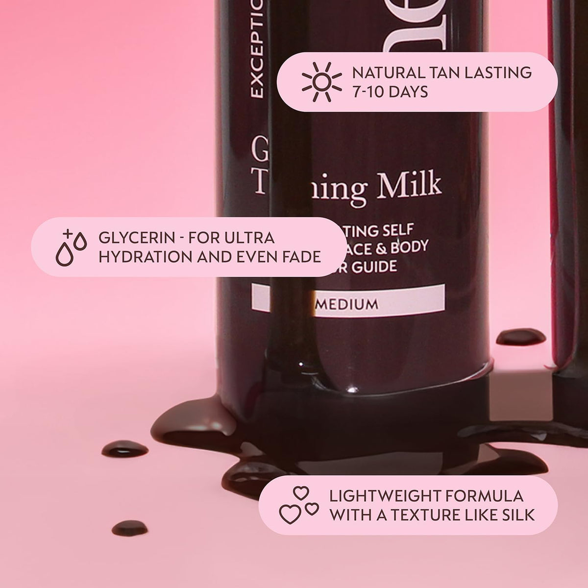 he-shi He-Shi Gold Tanning Milk 200ml - Lightweight Fake Tan Milk with Glycerine & Hyaluronic Acid for Silky Hydrated Skin, Medium Golden Glow - 96% Natural, Suitable for All Skin Types