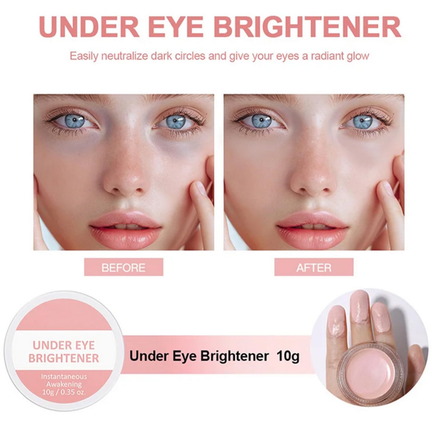 Tianyue Under Eye Brightener,10g Eye Brightener，,Eye Highlighter Concealer,Eye Concealer Completely Covers Dark Circles,Waterproof Concealer for Eye Ring Corrector