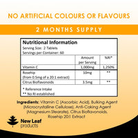Vitamin C Tablets 1000mg - Premium Vitamin C Supplements - Enriched With Bioflavonoids & Rosehip Vegan & Vegetarian Vitamin C Tablets High Strength Ascorbic Acid Vit C for Normal Immune System UK Made