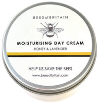 BEES of BRITAIN - 99% Natural Rich Day Cream - Honey, Lavender. Soothe, Nourish, Hydrate Dry Skin. pH 5.5, Sensitive Skin. We Donate 5% of our Profit to Save Bees + Pollinators.100g