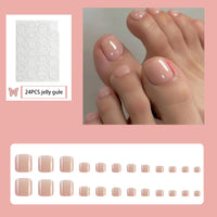DMQ Nude Pink Fake Toe Nails, 24PCS Nude Short Square French False Toenails,Removable Reusable Artificial Nails,Full Cover Acrylic Toe Nail Art Tips for Women (Nude Pink, One Size)