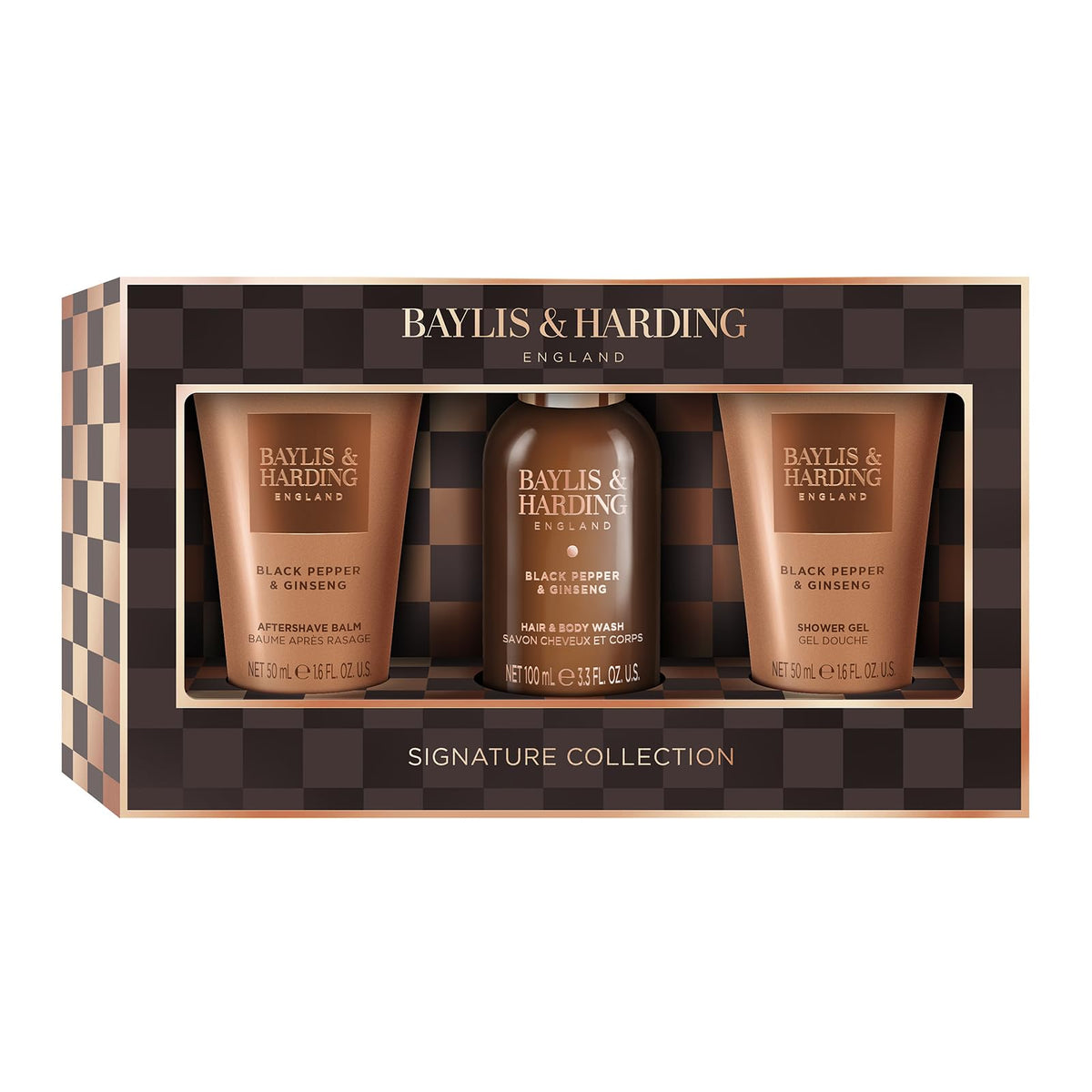 Baylis & Harding Black Pepper & Ginseng Men's Luxury Mini Trio Gift Set - Vegan Friendly