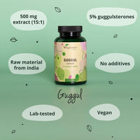 Vegavero Guggul Capsules 7500 mg | from 15:1 Extract | Dried Resin | NO Additives | Lab-Tested | 120 Capsules | Vegan