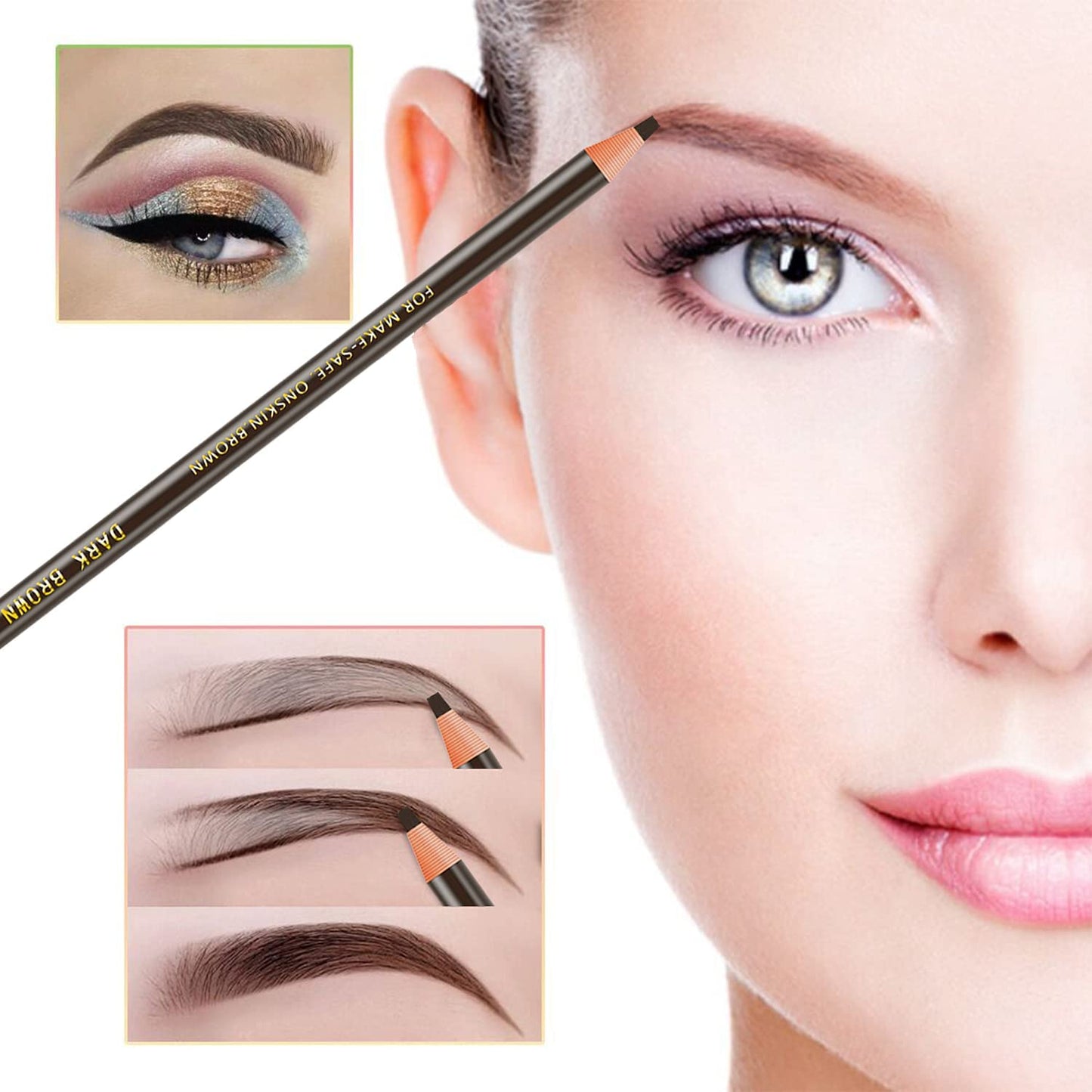 KAIQIKAIXI Waterproof Eyebrow Pencils Brow Pencil Set For Marking, Filling And Outlining, Tattoo Makeup And Microblading Supplies Kit-Permanent Eye Brow Liners In (Gray)