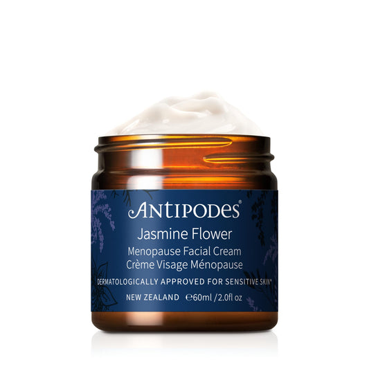 Antipodes Jasmine Flower Menopause Facial Cream – Menopause Skincare for Redness, Sensitivity, Dehydration, and Blemishes - Organic Oat Extract, GABA & Manuka Honey – All Skin Types – 60ml