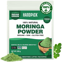 HANDPICK, Moringa Powder (500g/17.6oz) Pure Moringa Oleifera/Moringa Leaves | Resealable Zip Lock Pouch | Perfect for Cooking, Smoothies, Lattes & Moringa Tea